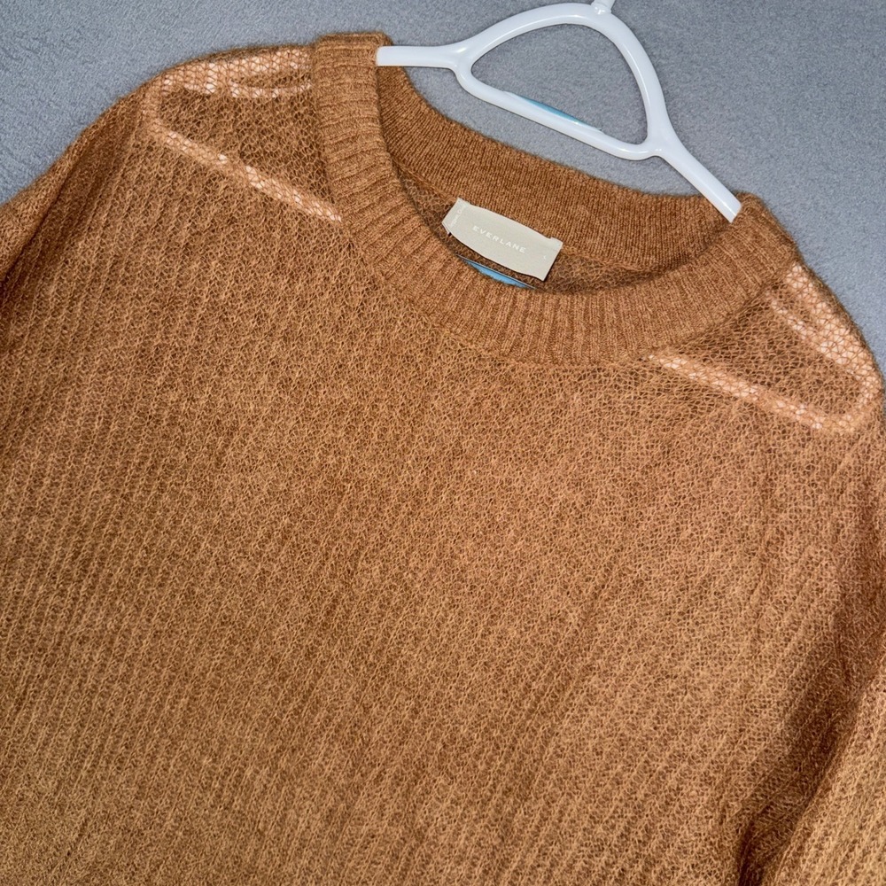 Everlane Alpaca Crewneck Sweater Womens Large Brown Oversized Ribbed Knit Cozy